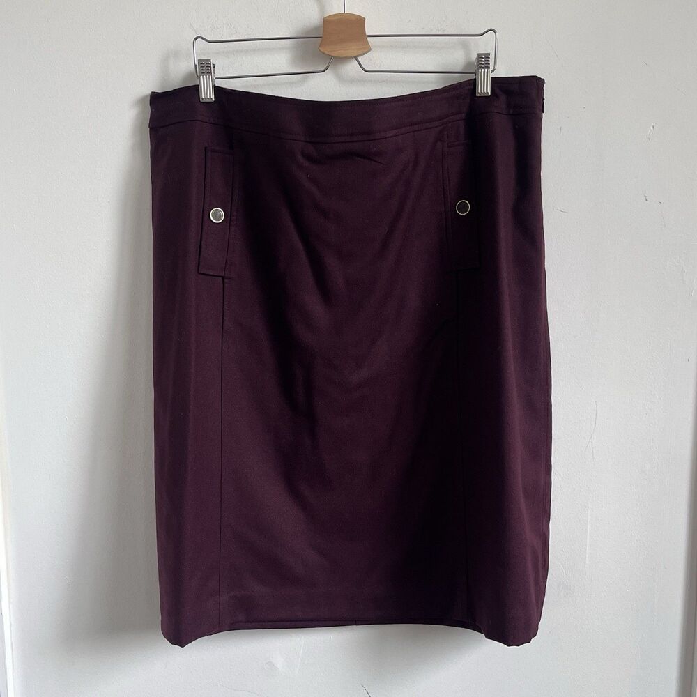 Talbots Womens Sz 20 Flannel 99% Wool A-Line Dress Skirt Purple Burgundy Eggplan